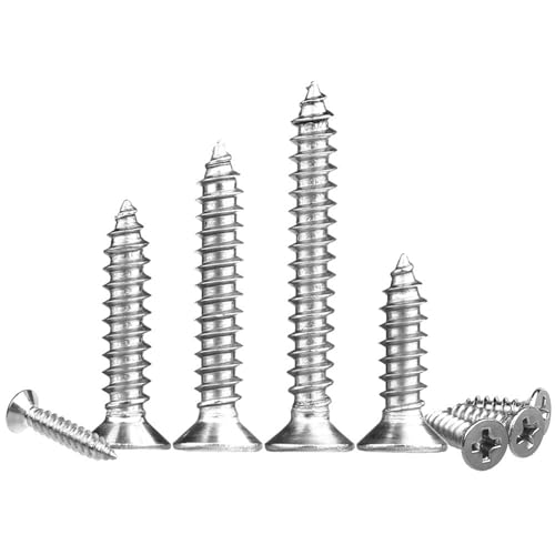 350Pcs Cross Head Countersunk Self Tapping Screws Sliver 304 Stainless Steel Assorted Sizes Metal Screws Assortment with 1Pc Wrench M2 M3 M4 - Image 2