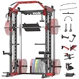 SNODE ALL10 Smith Machine for Home Gym, Power Rack with Cable Crossover, Squat Rack with Leg Press and Advanced LAT Pull-Down, 2000LB Weight Capacity