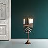 Modern Solid Metal Judaica Hanukkah Menorah 9 Branched Candelabra, Copper Medium