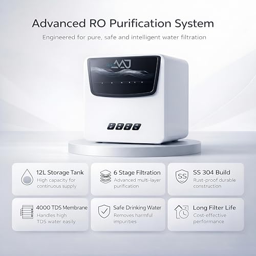 Image of AQUA AAJ UTC Under Sink RO System (WHITE)| RO+UV+UF+Sediment+Carbon |12L Storage Tank | Faucet & All Accessories| DIY Filter Change | Unbreakable Body | Under Sink RO System