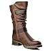 GLOBALWIN Mid-Calf Brown Comfortable Fashion Dress Boots For Women Low Heel Size 8M