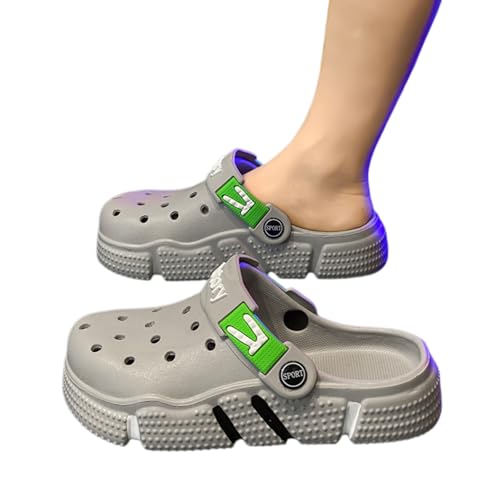 WANGSHUO Chancletas Unisex Zapatillas Casuales Hombres Clogs Jardín Ligero Antideslizante Diapositivas Mujeres Hueco Fuera Sandalias De Playa -gray-40