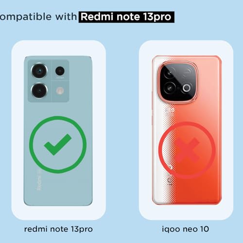 Image of Amazon Basics Back Cover for Redmi Note 13 Pro 5G / Poco X6 5G Mag-Safe Shockproof PC + TPU Protective Case Magnetic Support Bumper Case (Transparent Mag-Safe)