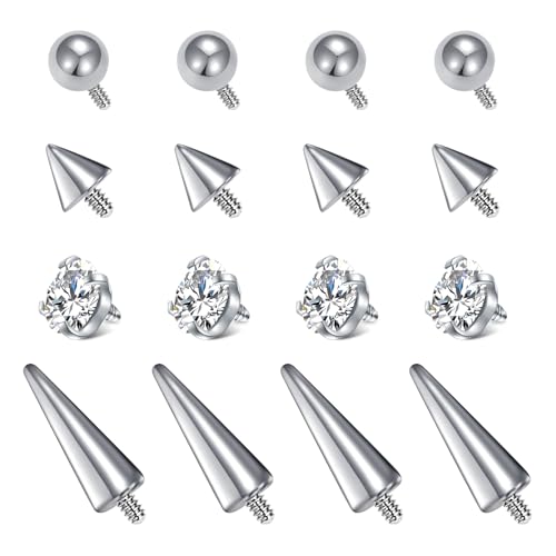 QWALIT Internal Thread Septum Ring Balls 16g Replacement Rook Earring Snake Bites Piercing Screw Ball Labret Lip Studs Top Balls Spikes by QWALIT - Used condition - US$5.40