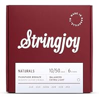 Effortless Playability: Experience smooth and fast fretboard navigation with Stringjoy Naturals Phosphor Bronze acoustic guitar strings light gauge, perfect for intricate solos and speedy transitions Superior Sound Quality: Craft lush, vibrant sounds...