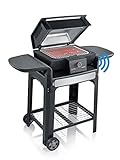 SEVERIN SEVO SMART CONTROL GTS Elektrogrill mit Deckel und Standgestell, smarter Standgrill mit App-Steuerung und OLED Display, Balkon Grill mit Slow Cooking Option, Edelstahl/Schwarz, PG 8139