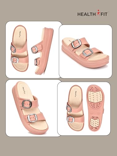 Image of HEALTH FIT SUPER SOFT Comfortable with Adjustable Strap Flip-Flops Women's & Girl's Cushioned |Waterproof Anti Skid & Lightweight OUT Door & IN Door Slipper INDIGO2