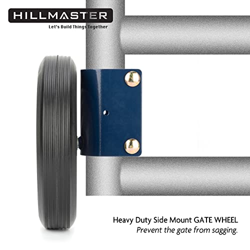 Hillmaster 8 Inch Gate Wheel Gate Caster Kit With 1-5/8" Thru 2" Gate Frames, Heavy Duty Gate Helper Wheel Gate Support Wheel For Chain Link Fence Swing Gate, Blue #TOP3