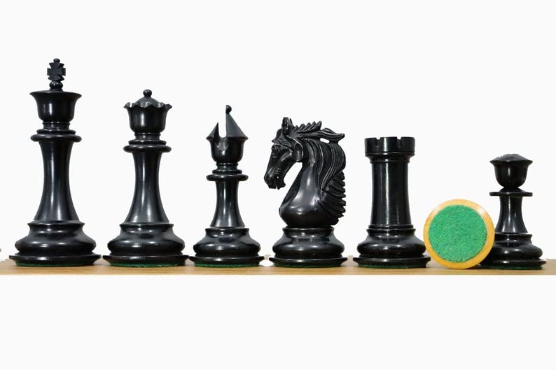 The Persian Knight - Set di scacchi di lusso in legno di ebano e bosso naturale con 2 regine extra, 11,2 cm King Triple Weighted