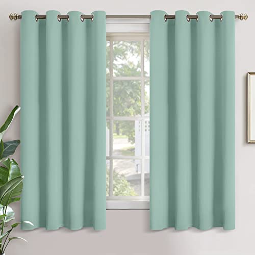 Image of YoungsTex Light Sage Blackout Curtains 63 Inch Length for Bedroom - Grommet Thermal Insulated Drapes Darkening Privacy for Living Room Windows, 2 Panels, 52 x 63 Inch