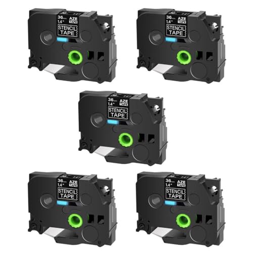 5�p�b�N�G�b�`���O�X�e���V�����x��STE-141 STE-151 STE-161 BLACK ON LABEL MAKER���f��PT-D450 PT-D600(5PK 36mm)