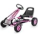 HONEY JOY Go Kart for Kids, 4 Wheel Quad Off-Road Pedal On Foot Go Cart w/Steering Wheels & Adjustable Seat, 2 Safety Brakes, EVA Rubber Tires, Clutch, Outdoor Racer Ride On Pedal Car (Pink)
