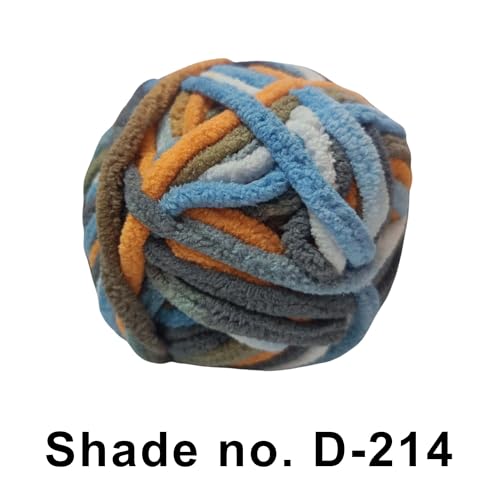 Image of VCR Bright Blue Tri-Color, 100 Grams Hank, 60 Meters Length, Premium Polyester Ball for Crochet and Knitting, Pack of 1 Yarn, Soft and Bulky Fur Suitable for DIY
