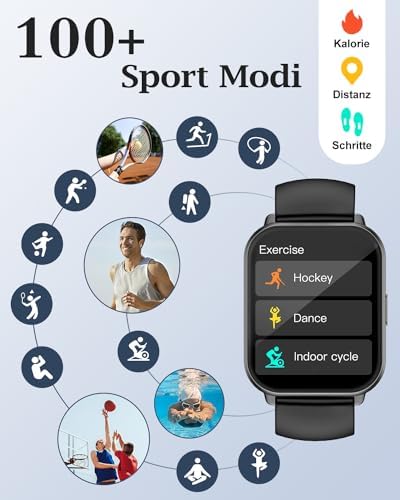 Bild 1 - RUIMEN Smartwatch mit Telefonfunktion,Smartwatch für Damen Herren HD-Touch Screen Fitnessuhr mit SpO2-Überwachung Pulsuhr Schlafmonitor Schrittzähler Uhr Multi Trainingsmodi für Android iOS