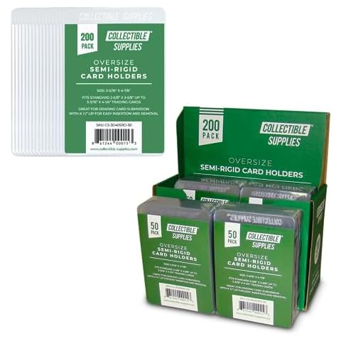 Collectible Supplies 200 Pack Semi Rigid Card Holder | Card Holders for Trading Cards & Sports Cards | Graded Card Submission with 1/2” Lip | Fits All Purpose Trading Cards | Oversize Cover