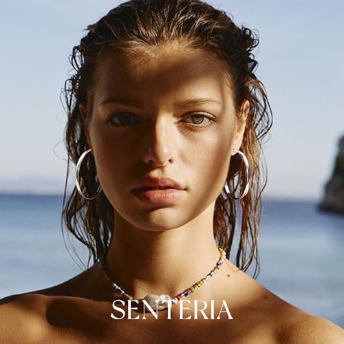 Senteria Premium 925 Sterling Silver Hypoallergenic Hoop Earrings for Women - Lightweight Large 40MM Big Hoops - Image 2