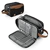 Wedama Toiletry Bag for Men, PU Leather Travel Toiletry Bag with Electronic Organizer Bag Hanging Travel Shaving Bag for Toiletries, Waterproof Dopp Kit for Business Trips Swim Camping, Black&Brown