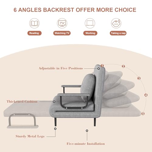 Sillón convertible plegable gris miniatura 5