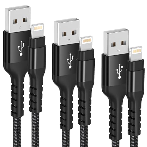 Azhizco Lightning Cable 2M 3Pack, Apple MFi Certified USB to Lightning Cable Nylon Braided iPhone Cable iPhone Charger Cord Fast Charging for iPhone 14 13 12 11 Pro Max Mini XS XR X 8 7 Plus iPad