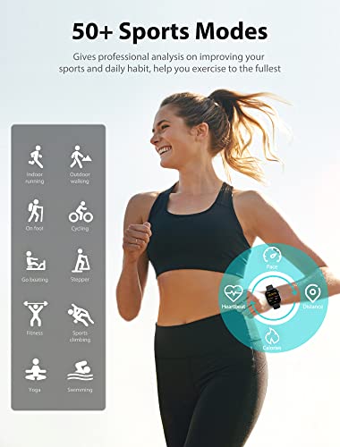 1.91'' Smart Watch For Men Women, Answer/Make Call, 50+ Sports Modes, Fitness Tracker With Spo2/Heart Rate/Sleep Monitor, Voice Assistant, Music And More, Smartwatch For Iphone Ios Android (Black) #TOP3