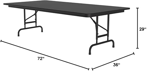Miniatura 309 de Correll - Mesa plegable de altura ajustable y resistente, parte superior laminada de alta presión, fabricada en Estados Unidos, delantal de acero