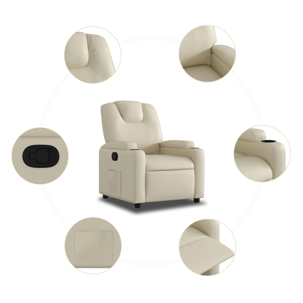 vidaXL Sillón reclinable de Piel sintética Color Crema