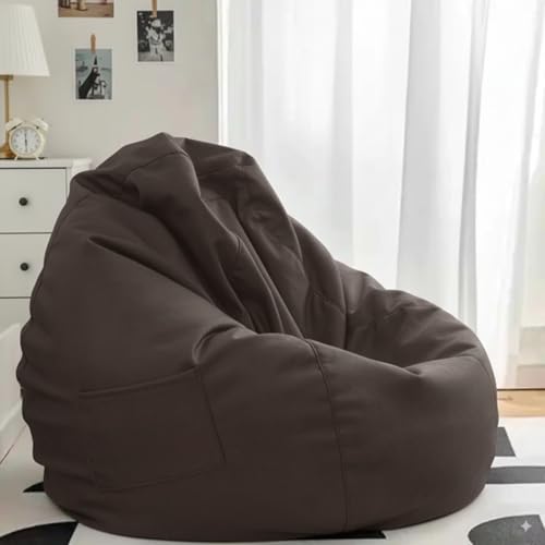 Image of 4XL Leatherette Bean Bag Chair with Footrest & Cushion with Beans Filled (Ready to Use) Color- (Brown, Bean Bag Only)