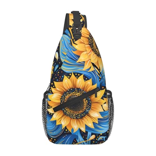 Bolso cruzado con patrón de girasol artístico para mujeres y hombres miniatura 1