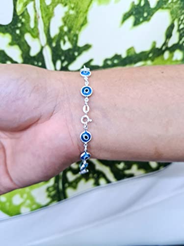 Pulseira Olho Grego em Prata 925 Azul Claro Feminina