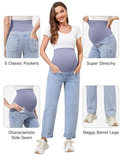 Image of PACBREEZE Women's Maternity Jeans Over Belly Skinny Stretchy Denim Pants Comfy Slim Pregnancy Pants