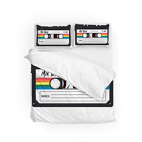 Ruchen Duvet Cover Set Bedding Set ﻿Cassette Mix Tape Originality Durable Soft，Double