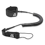 SUP Leash, Surfboard Leash, Coiled SUP Leash, 9Feet 7mm Cord with Padded Neoprene Ankle Cuff and Double Swivels Anti-Rust for Surfing