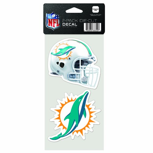 NFL Miami Dolphins 2-Piece Die-Cut Decal, 4" x 8"