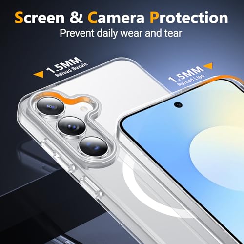 Image of SPIDERCASE Magnetic for Samsung Galaxy S25 FE Case, [3 Stand Ways][ Military Grade Drop Protection] with Invisible Stand Shockproof Slim Case for S25 FE 5G,Clear