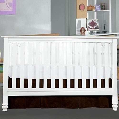 Image of Cottington Lane Crib Bed Skirt Pleated Crib Skirt Dust Ruffle, 100% Natural Cotton, Nursery Crib Toddler Bedding Skirts for Baby Boys or Girls, 14 inch Soft Crib Dust Ruffle Drop Crib Skirt-Chocolate