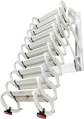 LYNMTPJ Alloy Attic Access Ladder Concertina Loft Ladder Wall Mount Attic Stairspull Down Attic Ladder Narrow Space Folding Telescoping Ladder (1.5m/4.9ft or Less)