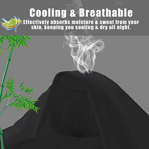 Image of TELUS Body Cooling Pillow Case Cover, Bamboo Rayon Pillowcases with Zipper Closure, Cool and Breathable Pillow Case for Hot Sleepers and Night Sweats, 20x54 inches, Black, 1 Pack