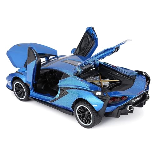 Image of Invite Enterprise Exclusive Alloy Metal Pull Back Die-Cast Car 1:32 Lamborgini Sian Diecast Metal Pullback Toy Car With Openable Doors, Light Music Boys Gifts Toys For Kids(1:32 Sian - Blue)