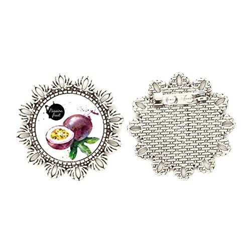 Broche de flores plateadas diseño fruta de la pasión para bodas y galas