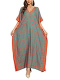 Kaftan Dresses for Women V Neck Batwing Sleeve Plus Size Caftans Swimwear Coverups Maxi Beach Dresses