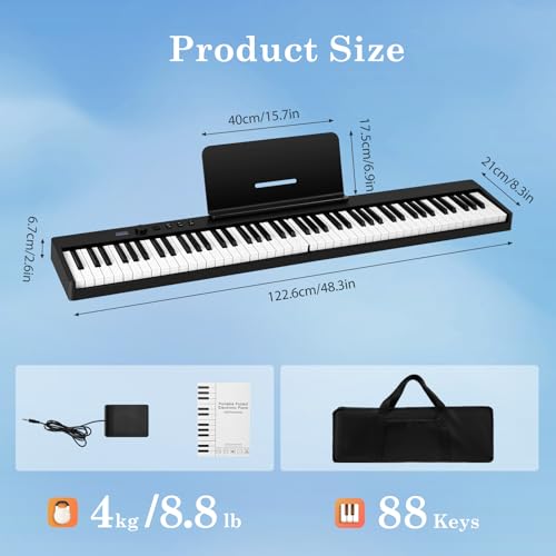 Tanniws Clavier de Piano 88 touches Pliant piano électronique Piano multifonctionnel Clavier électronique 128 tons pliable à 180° Pliant piano - Les Beatles, Paul McCartney, John Lennon, RIngo Starr, George Harrison Tanniws Clavier de Piano 88 touches Pliant piano électronique Piano multifonctionnel Clavier électronique 128 tons pliable à 180° Pliant piano – Image 3