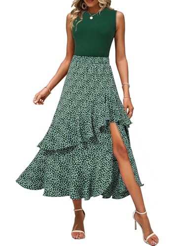 Image of Dokotoo Women's 2026 Sleeveless Spring Summer Dresses Casual Boho Crewneck Floral Boho Cocktail Party Dresses