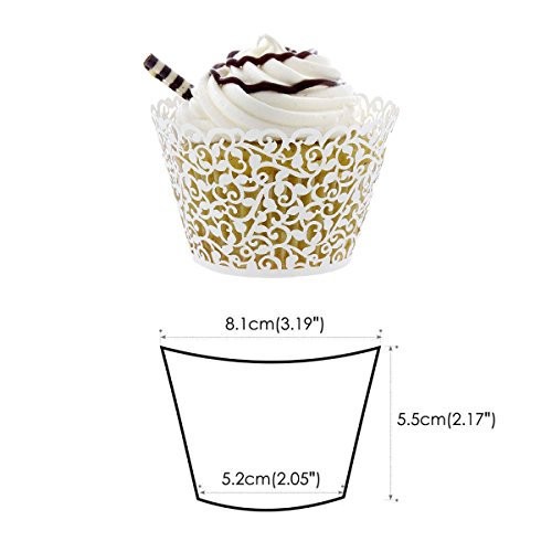 Golf 100Pcs Cupcake Wrappers Artistic Bake Cake Paper Filigree Little Vine Lace Laser Cut Liner Baking Cup Wraps Muffin Casetrays For Wedding Party Birthday Decoration (White) #TOP2