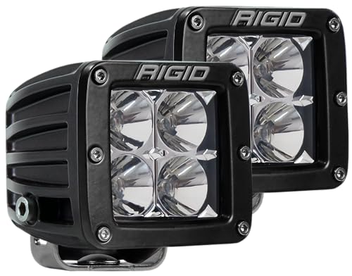 RIGID Industries - D Series PRO Flood Surface Mount LED Lights, 3 Inch LED Off Roading Lights, Easy to Install, Off Roading Accessories, 50,000 Plus Hour Lifespan (2 Pack, Black Housing, 202113)