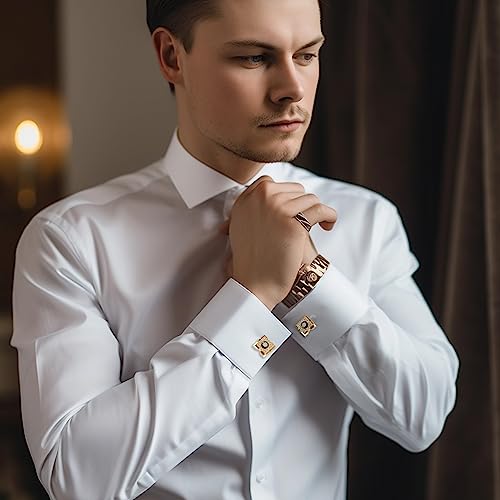 Sogee 18K Gold Plated Black Crystal Cufflinks for Men Square Elegant Mens Cuff Links for Business Wedding Party Unique Gift3