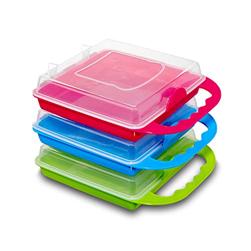 Kitchen & Cabana I 3 Pack Of Sandwich Containers I Reusable I Bpa Free I Perfect For Smaller Sized Sandwiches I 3 Bright Colors I Easy To Open Lids I Snap Shut With Fun Carrying Handle (3 Pack - Pink/Blue/Green) #TOP1