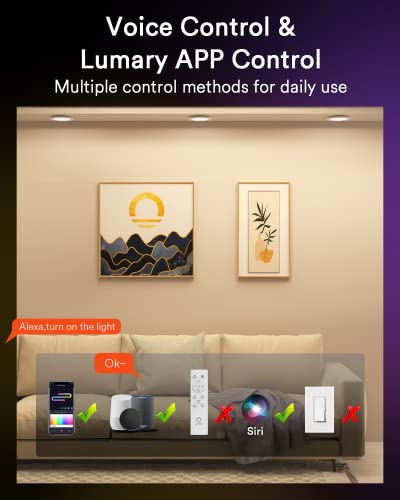 Lumary Rgbai Smart Recessed Lighting 6 Inch With Gradient Accent Light And Night Light 13W 1100Lm Wi-Fi Recessed Lights Ultra-Thin Can-Killer Downlight Work With Alexa/Google Assistant/Siri, 4Pcs #TOP3