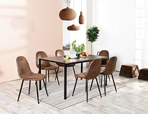 Homy Casa Set of 4 Scandinavian Vintage Kitchen Dining Chairs Suede Brown Chairs