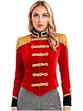 Moggemol Zirkus Verkleidung Frau Langarm Jacke Zirkus Dompteuse Umhang Prinz Moderator Weste Kostüm Ringmaster Karneval Maskerade S3xl Rot S