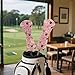ELEQIN Pink Floral Chickens Golf Club Head Covers, Golf Head Covers for Driver, Easy Put On Easy Remove Sleeve Leather Headcovers, Sports Outdoors Accessories for Daily Travel